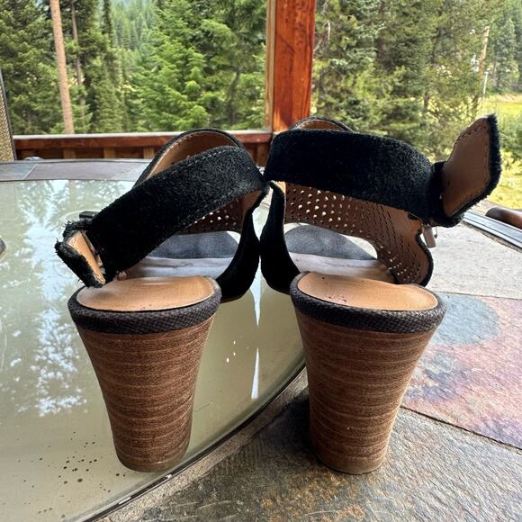 Franco Sarto MANDI2 Open Toe Heeled Mule Sandal 7.5 Black Mesh Slingback Leather - Picture 6 of 11